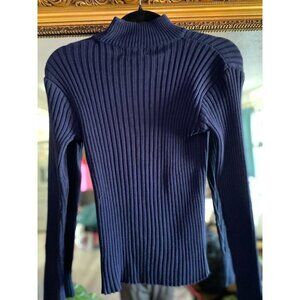 The Limited Navy Ribbed Mock Neck Sweater Vintage
